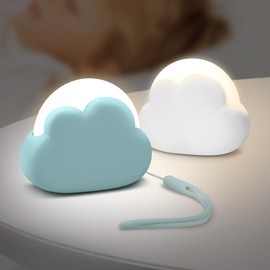 AINSEALA Luz de noche 2 Paquetes, night light led recargables, luz nocturna para bebe portátil regulable, lampara de noche recamara para dormitorios de niñas y niños, Regalo Ideal, blanco + azul
