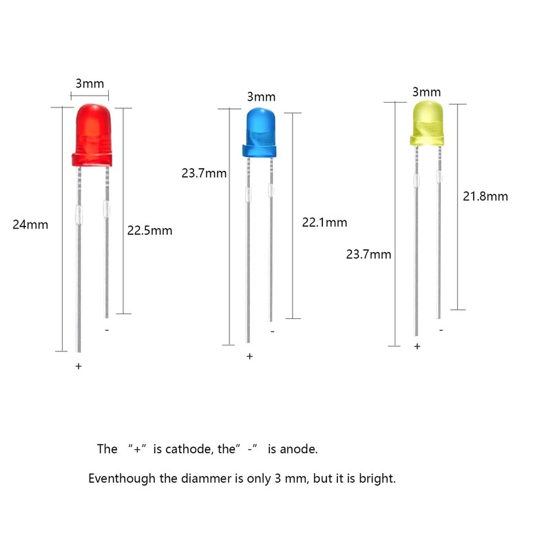 3 mm LED Light Emitting Diode, 250 Pieces LED Diodes,