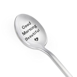 Gifts for Wife Girlfriend from Husband Boyfriend - Good Morning Beautiful Coffee Spoons for Women Anniversary Christmas Presents for Sister Besties