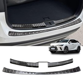 vehicleloong for Lexus RX Accessories Accessory,for Lexus RX350 RX350h RX Hybrid 500h F Sport Accessories 2025 2024 2023,Trunk Door Guard Cover Trim,Rear Bumper Protector,Black,Stainless Steel,2Pcs