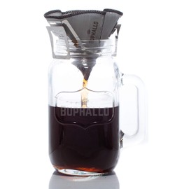 Buphallo Stainless Steel Pocket Drip Filter - Circle Cone #2 - Reusable Permanent Paperless Pour Over Filter - Convenient Portable use for Travel, Camping, Office, Vacation, on The go