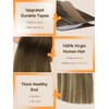 DOORES Human Hair Extensions Tape in, Balayage Walnut Brown to