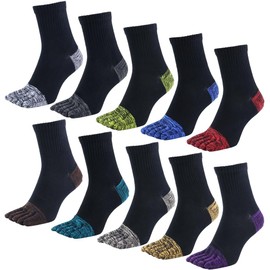 Asuka Men's 5-Toe Socks, Strong Reinforcement, Half Length, 10 Pairs Normal (No Chunky Cushion), 27.0 to 29.0 cm
