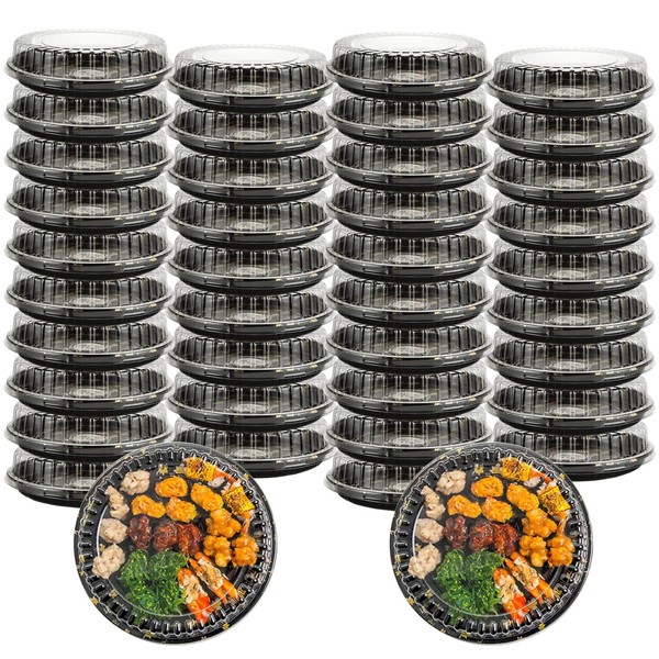 GBACHOOSE 40 Pack 10 Inch Plastic Serving Tray with Lids,