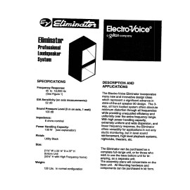 Electro-Voice Speaker Plans for an Electro-voice EV Eliminator Speaker