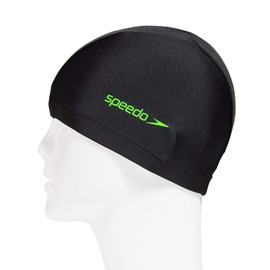 Speedo SD97C41 Swim Cap, Tricot Cap, Unisex, Black/Green, One Size Fits All