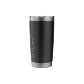 Cat Line Art Minimalist Cat Lover Simple Blue And Yellow Art Stainless Steel Insulated Tumbler