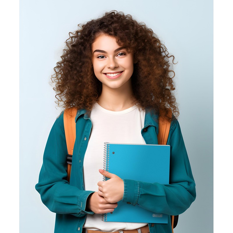 Dunwell Graph Paper Spiral Notebook (Blue) Plastic Cover, 100 Sheets,