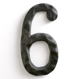 NACH House Numbers for Outside, 5.5 inch Black Address Numbers for House - Number 6 - Rustic Numbers for Outside with Mounting Hardware - Ships from Canada