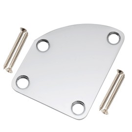 Musiclily Pro Steel Curved Guitar Neck Plate with Screws for Strat Tele Style Electric Guitar or Bass, Chrome