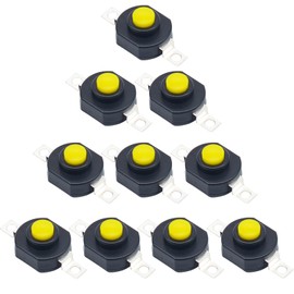 DC 30 V 0.5 A Mini Switch Push Button, Tactile Button Switch, Self-Lock Push Button Switch, 12 x 14 mm Replacement Parts for Electronic DIY Projects, Lamp, Torch (Pack of 10)
