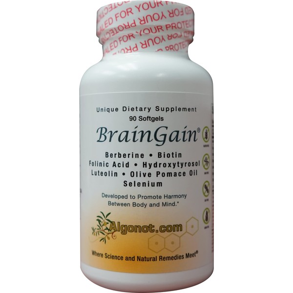 BrainGain 1 btl, Patented Formula of Luteolin & Key Ingredients in Olive Pomace Oil with EVOO. Helps Support The Body in Reducing Oxidative Stress & Inflammation While Increasing Cognitive Function