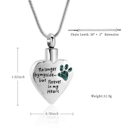 memorial jewelry Your Wings Were Ready But My Heart Was Not Stainless Steel Carved Locket Cremation Urn Necklace for Pet Dog Cat, Stainless Steel, No Gemstone