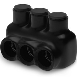 OhLectric Multi Cable Connector - Black Insulated Multi-tap Connector - 3 Wire Ports of 1.60" X 1.50"- Single Side Entry - Pre-Filled with Oxide Inhibitor - Accept Wires Range From 2-14