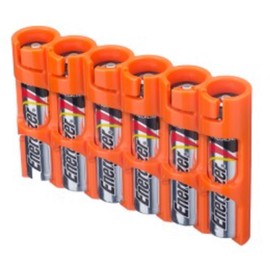 Storacell SLAAAORG by Powerpax SlimLine AAA Battery Caddy, Orange, Holds 6 Batteries, 1 Count (Pack of 1)