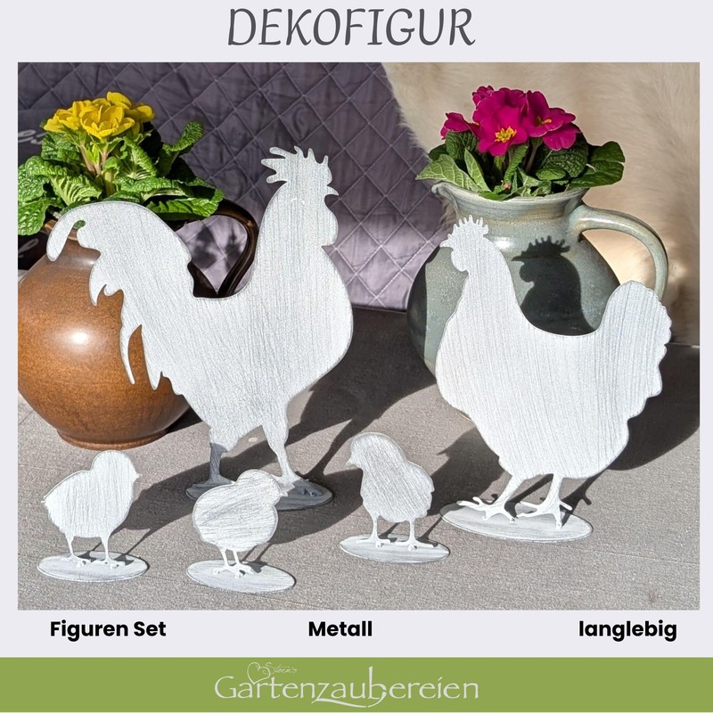 Storm's Gartenzaubereien Chicken Rooster Chickens Made of Metal – Shabby