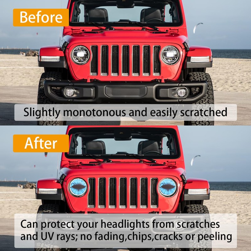 Vyqloren Beast Eyes Headlight Decals, 3D Round Stickers and Decals
