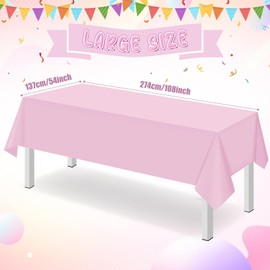 16 Pack Light Pink Plastic Tablecloth for Rectangle Tables, Premium Decorative Pastel Pink Disposable Table Cloths for Parties, Rectangle Party Table Cover for Birthday Wedding Anniversary, 54x108Inch