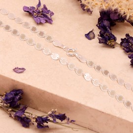 Tuscany Silver Women's Sterling Silver Patterned Oval Disc Necklace of Length 41.0cm