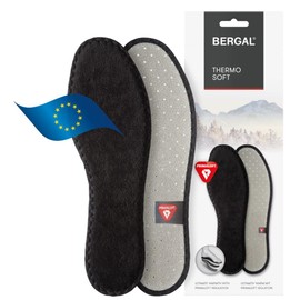 PrimaLoft® Thermo Soft Shoe Insole for Warm Feet in Winter by Bergal with PrimaLoft® Insulation, Down-like, Recycled Functional Fibre to Protect Against Cold in Sizes 36 - 46 (Sneaker Fußbett) - black, size: 44