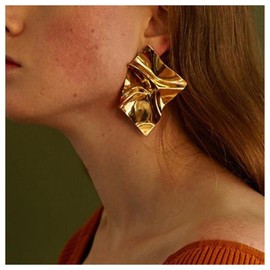 Iaceble Exaggerated Square Earrings Gold Large Statement Dangle Earrings Punk Metal Square Stud Earrings Irregular Geometric Earrings Jewelry for Women and Girls