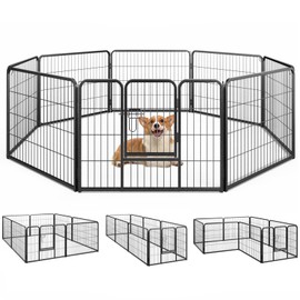 Giantex Dog Playpen Outdoor 24" H - 8 Panels Metal Pet Fence for Puppies Small Dogs, 20.5ft Total Length, Heavy Duty Dog Pen Exercise Fence with Door, Portable Dog Fence for Yard Garden RV Camping