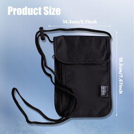 NAYAGOGO Neck Pouches Neck Wallet With RFID Protection, Passport Holder Travel Wallet, Flat Neck Pouch, Travel Documents Holder, Travel Document Wallet Organiser for Passport, Cash, Cards, Keys- Black