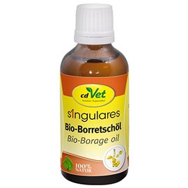 cdVet Naturprodukte Singulares Organic Borage Oil 50 ml - Dog, Cat - Supports Natural Hormone Balance + Metabolism + Skin Metabolism - Rich in Unsaturated Fatty Acids - 100% Organic