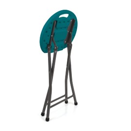 Mintra Home Folding Stools - 18.5in Height, Metal, Heavy Duty (1 Pack, Aqua Green)