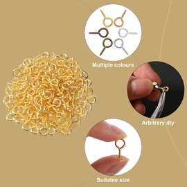 Ferraycle 1200 Pcs Small Screw Eye Pins for Jewelry Making Mini Eye Screws Eyelet Pins Hooks for DIY Art Craft Projects, 3 Sizes(0.16 x 0.32 Inch, 0.2 x 0.39 Inch, 0.24 x 0.5 Inch,Multicolor)