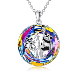 MUUYON 925 Sterling Silver Mother Daughter Necklace Mum Gift Birthday Jewellery for Mother Daughter, Sterling Silver, Crystal