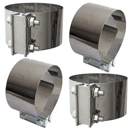 Exhaust Clamps 5 Inch Butt Joint Exhaust Pipe Muffler Clamp Band 304 Stainless Steel(4 Pack 5" Butt Lap Joint Exhaust Clamp)