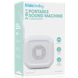 Frida Baby 2-in-1 Portable Sound Machine for Baby + Nightlight | White Noise Sound Machine for Baby with 5 Soothing Sounds & 3 Nightlight Modes | Travel Sound Machine Attaches to Strollers, Car Seats