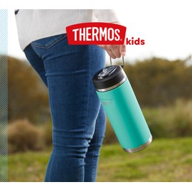 Thermos ICON Kids Water Bottle 0.53 L, Turquoise, Seafoam, 12 Hours Cold, Stainless Steel Drinking Bottle, Insulated Drinking Bottle with Flip Straw, Dishwasher Safe, BPA-Free