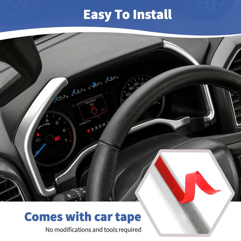 RT-TCZ for F150 Dashboard Instrument Panel Gauges Trim Cover Silver
