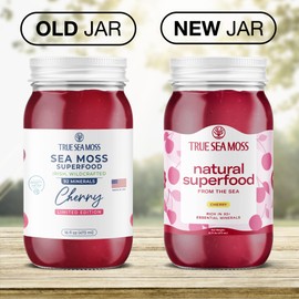 TrueSeaMoss Wildcrafted Irish Sea Moss Gel - 7 Flavors - Nutritious Raw Seamoss Rich in Minerals, Proteins & Vitamins - Antioxidant Health Fresh Sea Vegetables, Vegan Made in USA (Cherry, 1 Pack)
