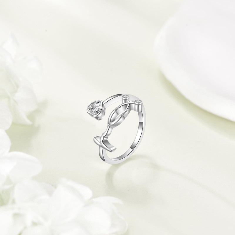 ONEFINITY Stethoscope Ring 925 Sterling Silver Adjustable Heartbeat ECG Stethoscope
