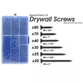 FASTENPOWER #6 Bugle-Head Coarse Thread Drywall Screws Assortment Kit, 6 Sizes