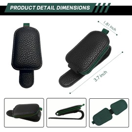 Hbxdeco Sunglasses Holder for Car Visor, Leather Magnetic Buckle Automotive Glasses Holder, Vehicle Sun Visor Eyeglasses Ticket Card Clip, Universal Interior Car Accessories (Black & Green)