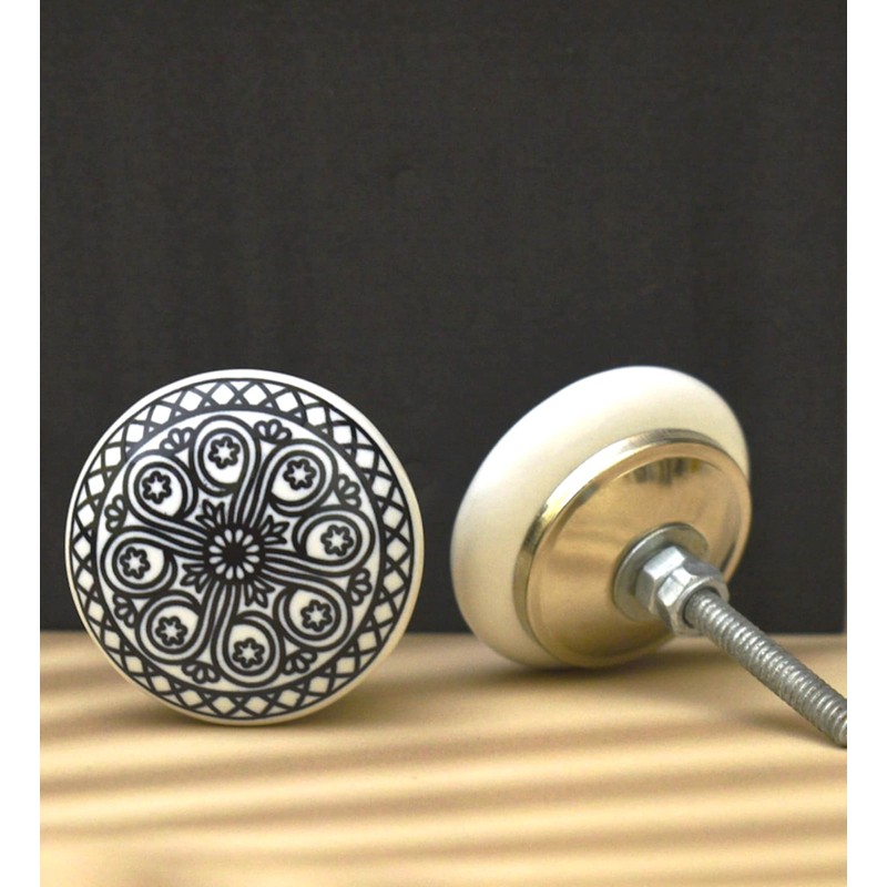 ARTISNO Hand Painted Mandala Ceramic Cabinet Drawer Pull/Use for Cupboard,
