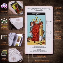 Erbacan Beginner Tarot Cards Deck-Tarot Cards with Meanings on Them-Tarot Deck with Guidebook -Learning Tarot Cards Deck- Lined Soft Velvet Tarot Pouch -