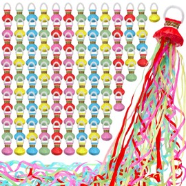 LECEHIVO 160 Pcs Hand Throw Streamers Multicolor Ribbon No Mess Wedding Confetti Crackers for Birthday Party Graduation Celebration
