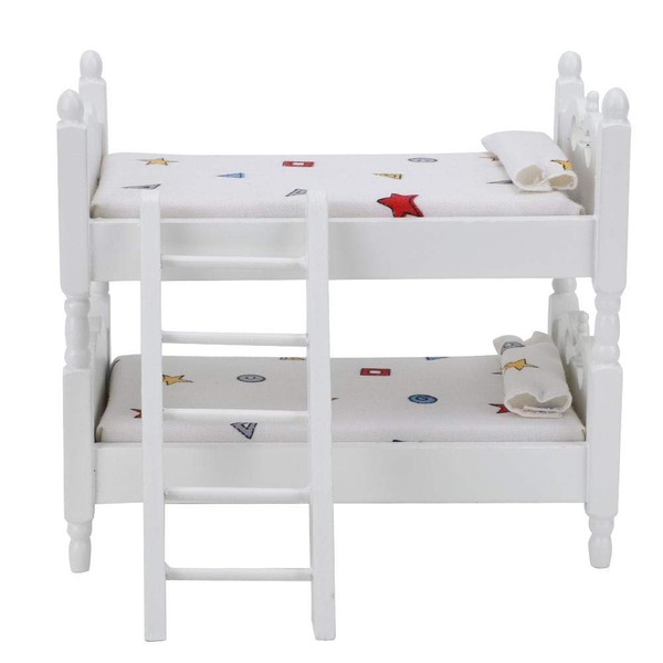 1:12 Dollhouse Wooden Bunk Bed, Simulated Mini Dollhouse Bunk Bed