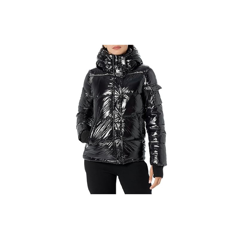 S13 Women's Lacquer Ella Puffer Coat, Onyx, M