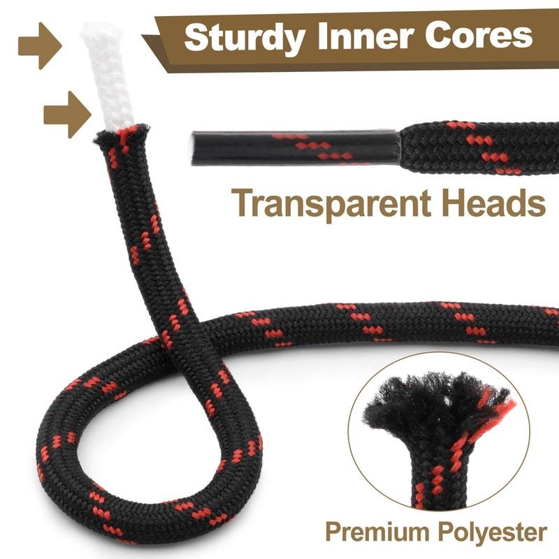 DELELE Round Work Boot Laces: 63 inch Black White Heavy