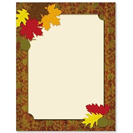 Paperdirect Fall Textures Copper Autumn Thanksgiving Leaves Theme Paper Stationery, Border Paper, Letterhead 8.5 x 11, 25 sheets, Elegant Premium Writing Paper Decorative Printer Paper