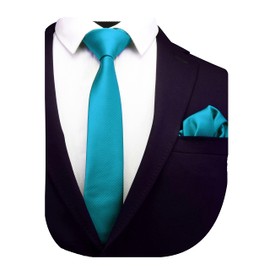 GUSLESON - Conjunto de corbata y pañuelo de 2.4 pulgadas para hombre, Azul Turquesa, general