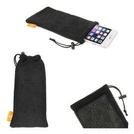 DFV mobile - Nylon Mesh Pouch Bag with Chain and Loop Closure für General Mobile GM 9 PRO (2018) - Black