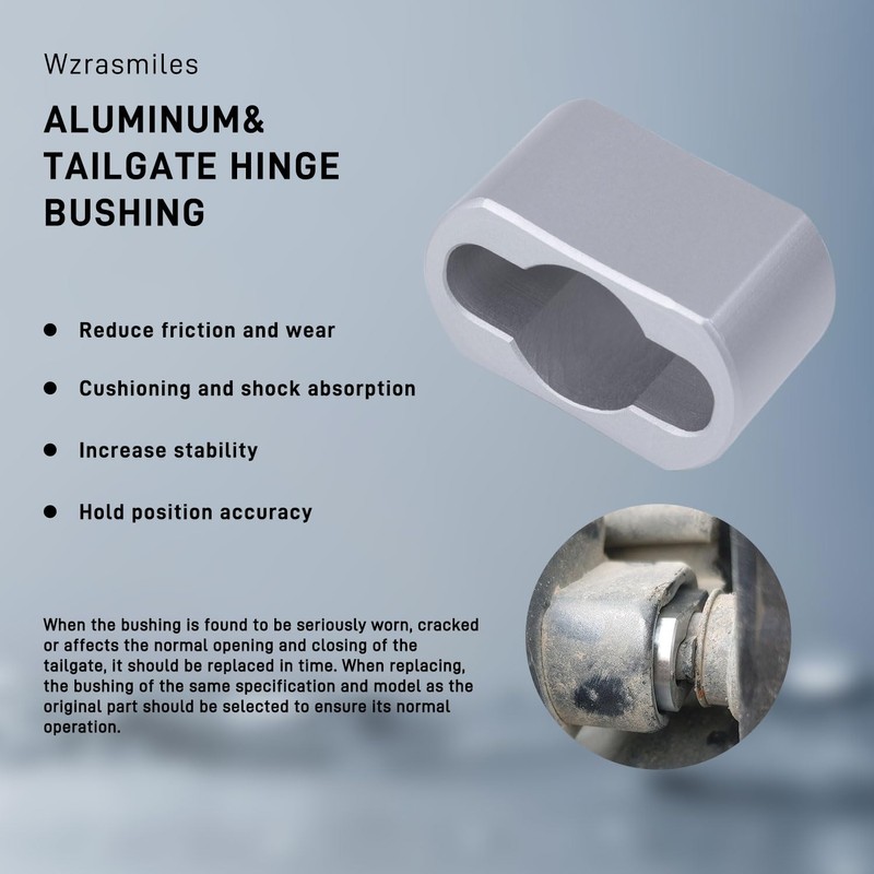 wzrasmiles Silver Aluminum Replacement Tailgate Hinge Bushing Compatible with 2005-2024