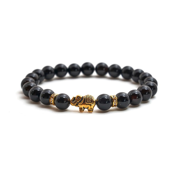 Elephant Bracelet with Genuine 8 mm Natural Stone Beads and